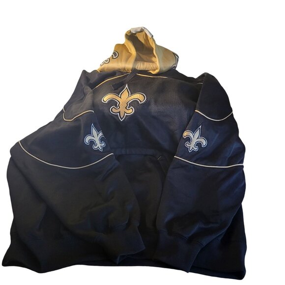 NFL Saints Hooded Pullover Sweatshirt Black & Gold Team Apparel - Picture 2 of 10